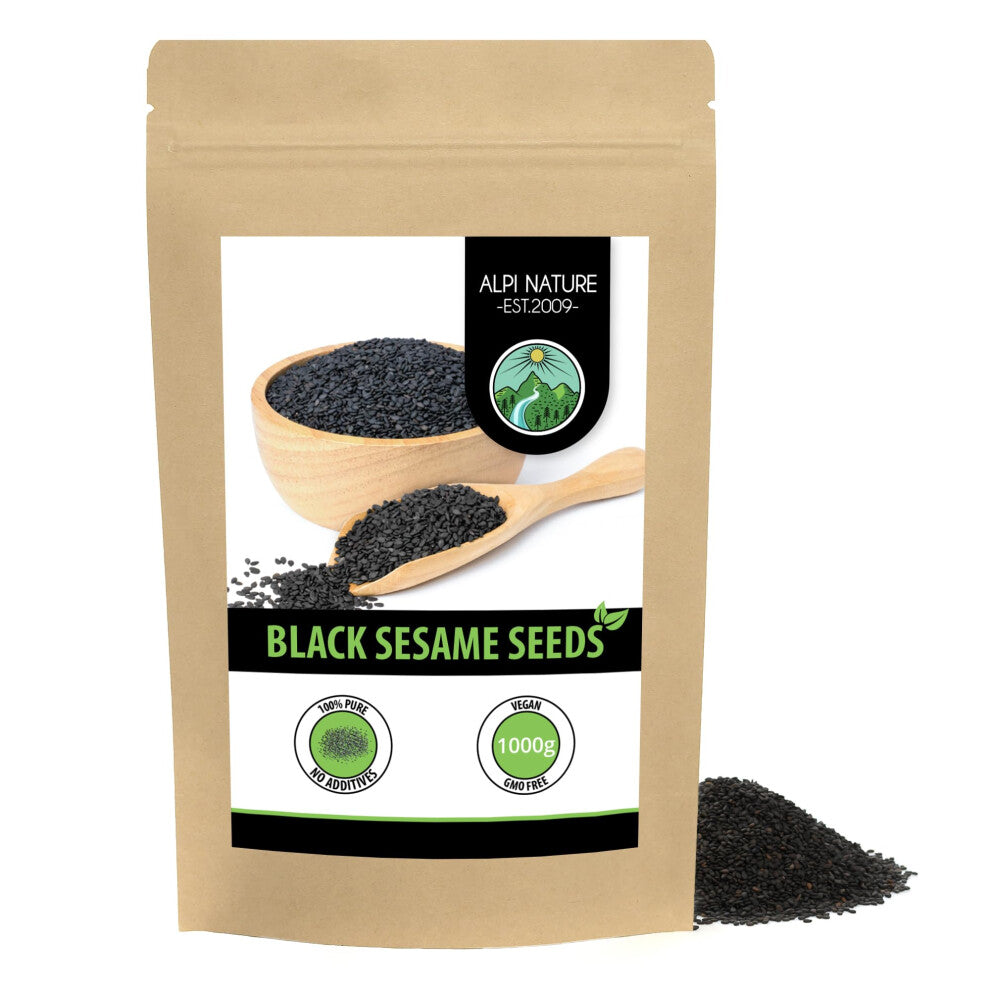 Black Sesame Seeds 1kg 2.2 lb by Alpi Nature, Raw Black Sesame Seeds for Cooking and Baking