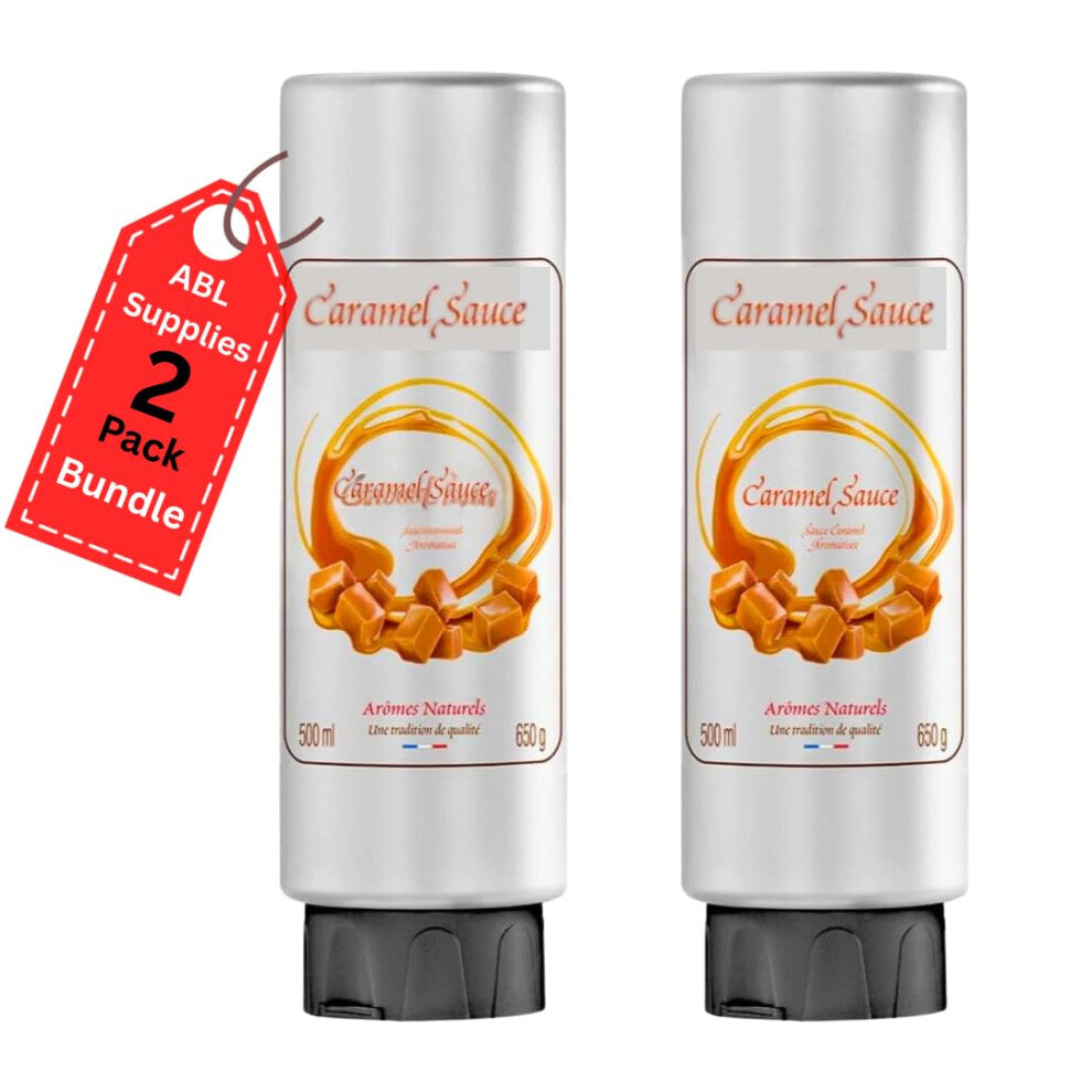 Premium Caramel sauce | 2 x Caramel Sauce 500ml for Mochas, Coffee, Chocolate, Dessert Sauce, ice cream topping and more - ABL Supplies