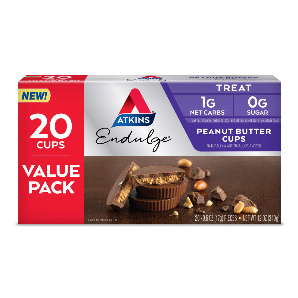Endulge Treat Peanut Butter Cups. Rich Milk Chocolate Flavored Cup & Creamy Peanut Butter. Keto-Friendly. Value Pack, 20 Count (Pack of 1)