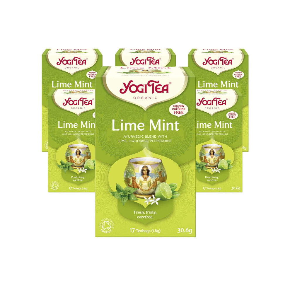 Yogi Tea, Lime Mint, Organic Herbal Tea, Naturally Caffeine Free, Blend of Lime, Liquorice and Peppermint, 6 Packs x 17 Tea Bags (102 Teabags Total)
