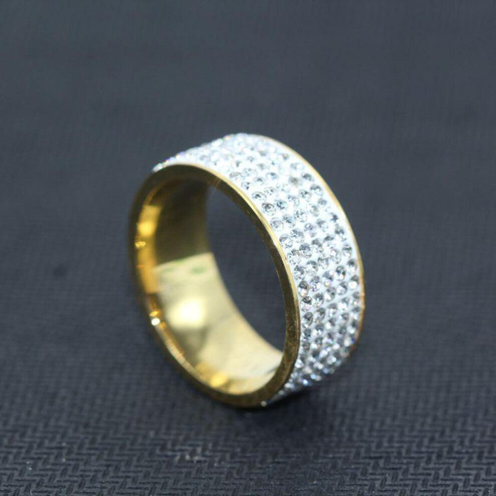(gold, 12) 925 Silver Women Ring Round Inlaid White Zircon Ring for Women Men Engagement Wedding Jewelry Gift