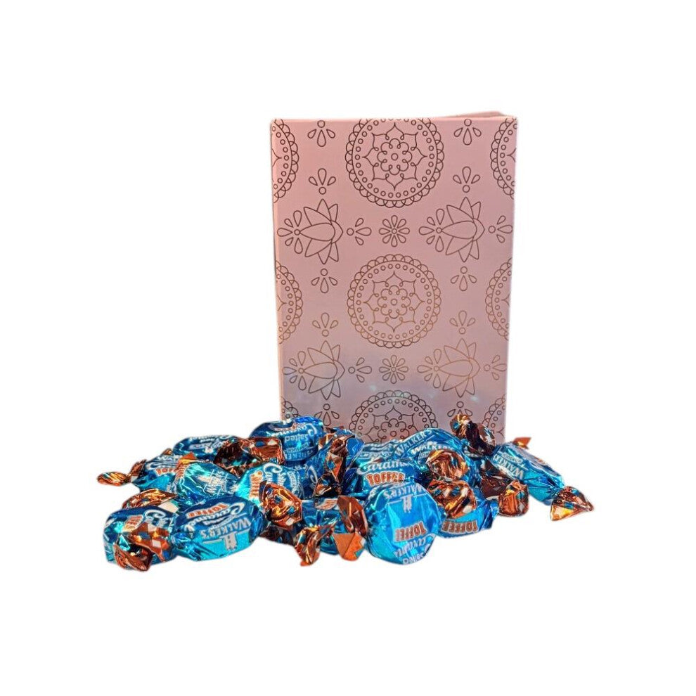 250g Rectangular Box Pink Shimmer Pattern of Walkers Salted Caramel Toffee