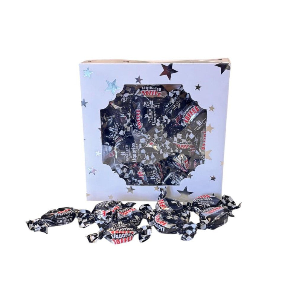 300g Square Star Patterned Box of Walkers Liquorice Toffee