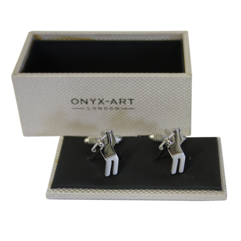 Golfer Swinging Club Two-Tone Cufflinks