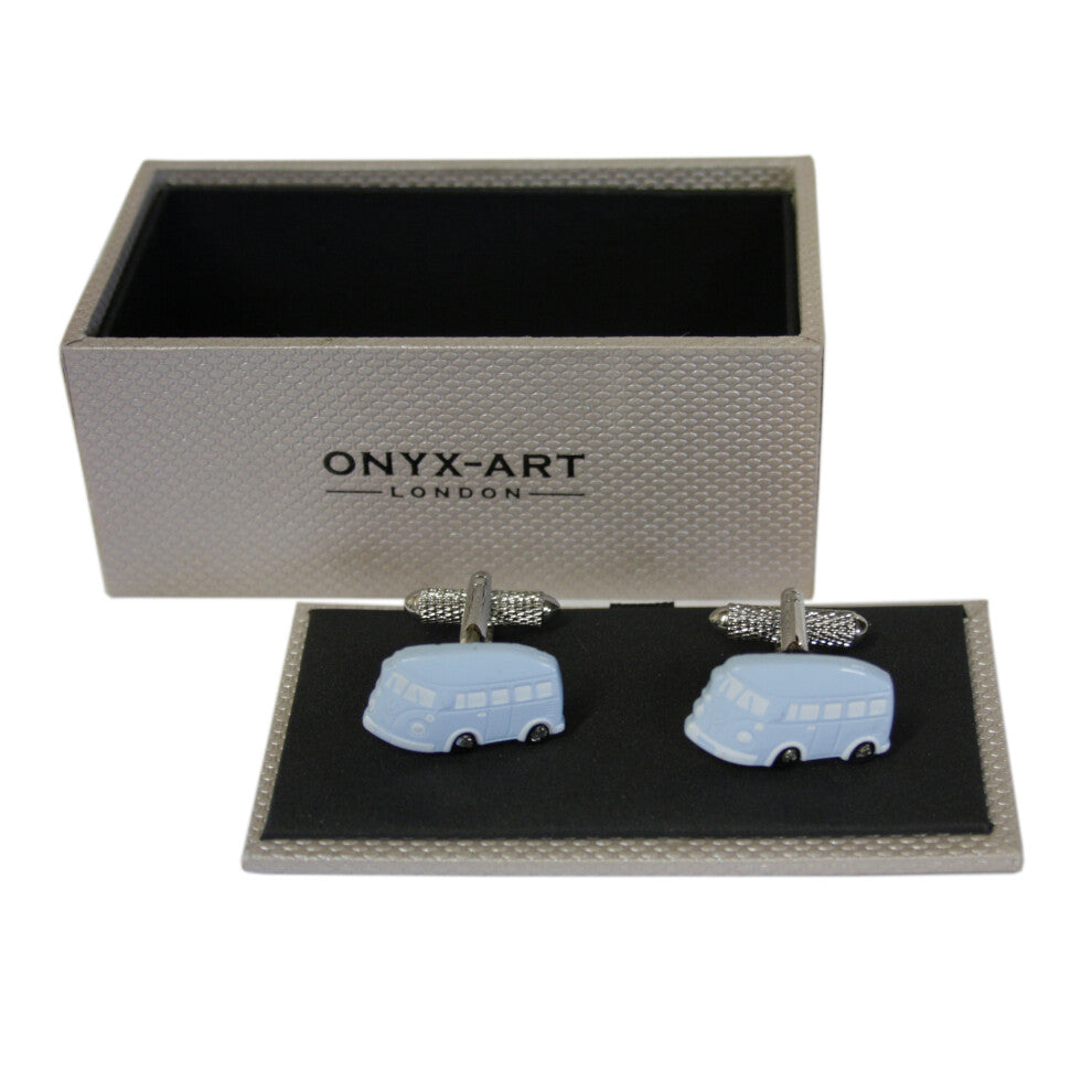 Blue Enameled Campervan Motorhome Cufflinks