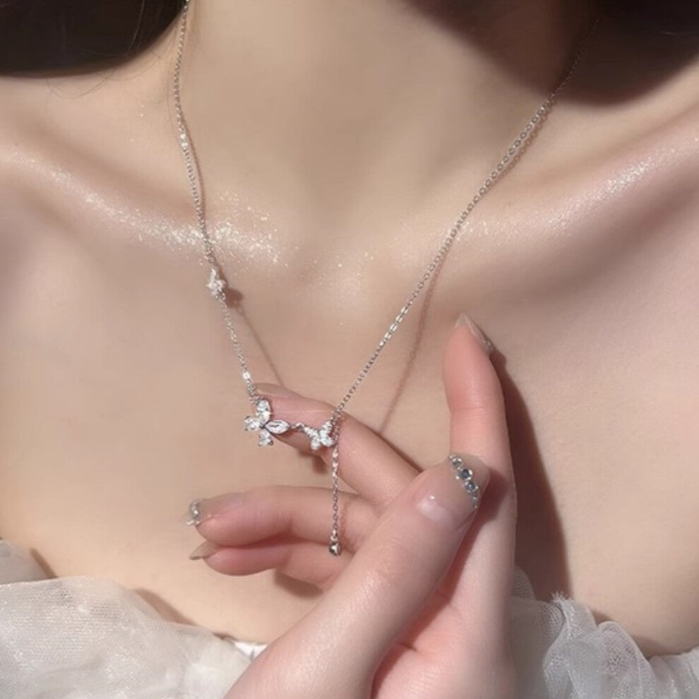 (XL0021) Pearl necklace for women's spring and summer S925 sterling silver high-end collarbone chain, versatile pendant