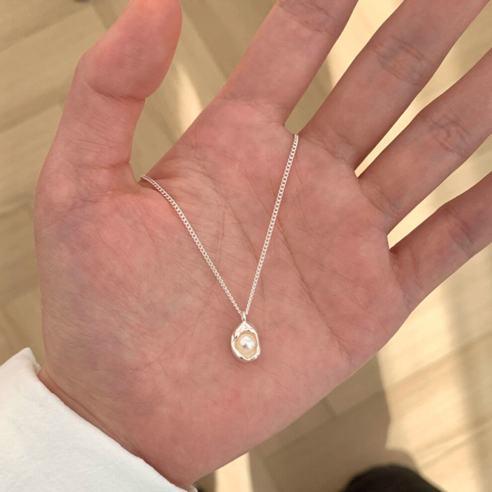 (XL0159) Pearl necklace for women's spring and summer S925 sterling silver high-end collarbone chain, versatile pendant