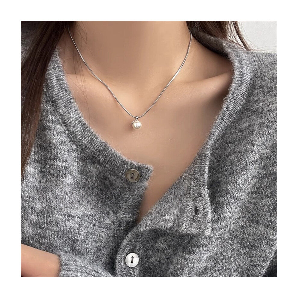 (XL0280) Pearl necklace for women's spring and summer S925 sterling silver high-end collarbone chain, versatile pendant