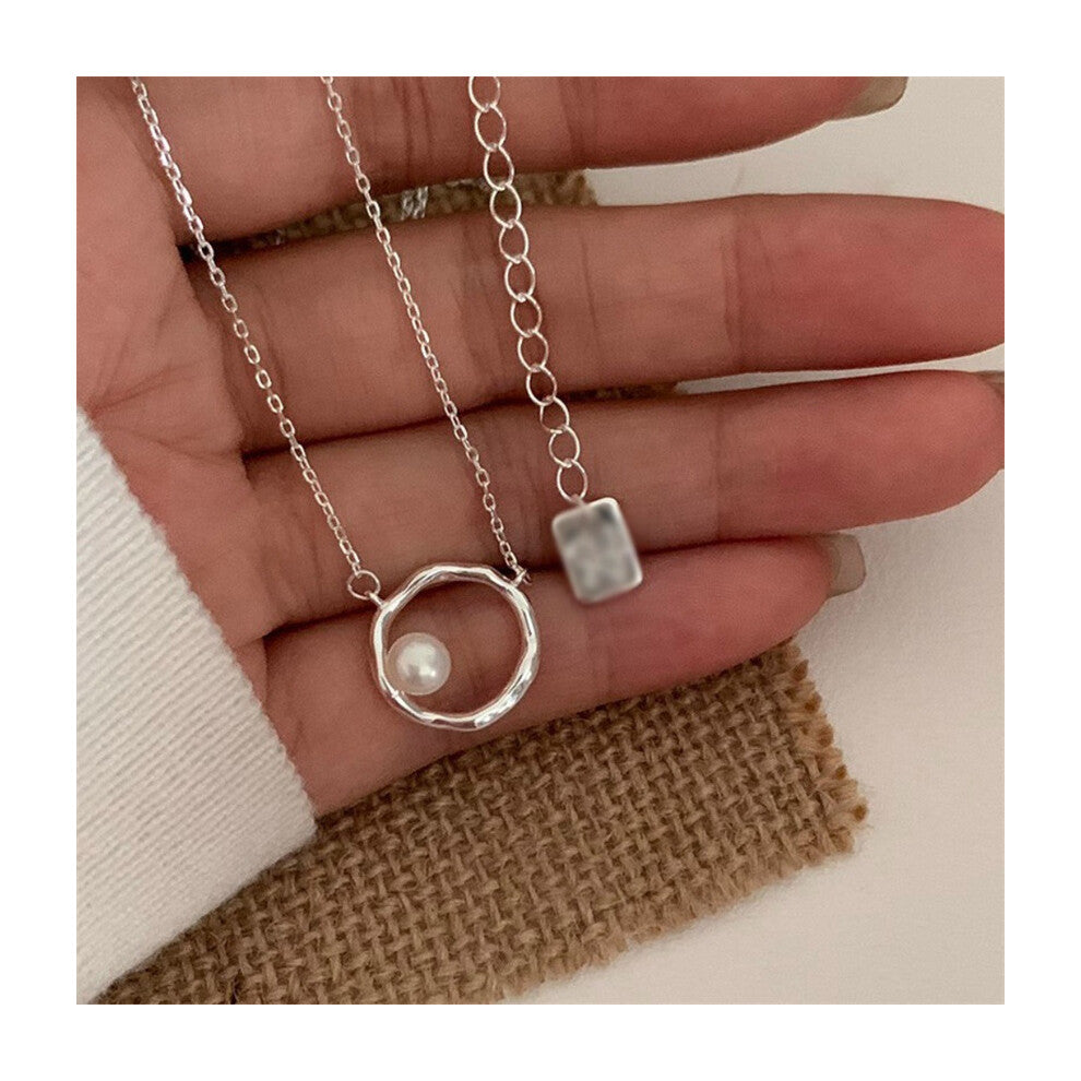 (XL0309) Pearl necklace for women's spring and summer S925 sterling silver high-end collarbone chain, versatile pendant