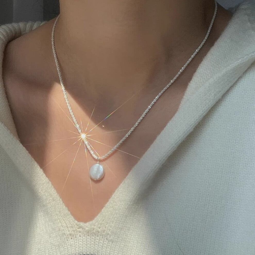 (XL0318) Pearl necklace for women's spring and summer S925 sterling silver high-end collarbone chain, versatile pendant