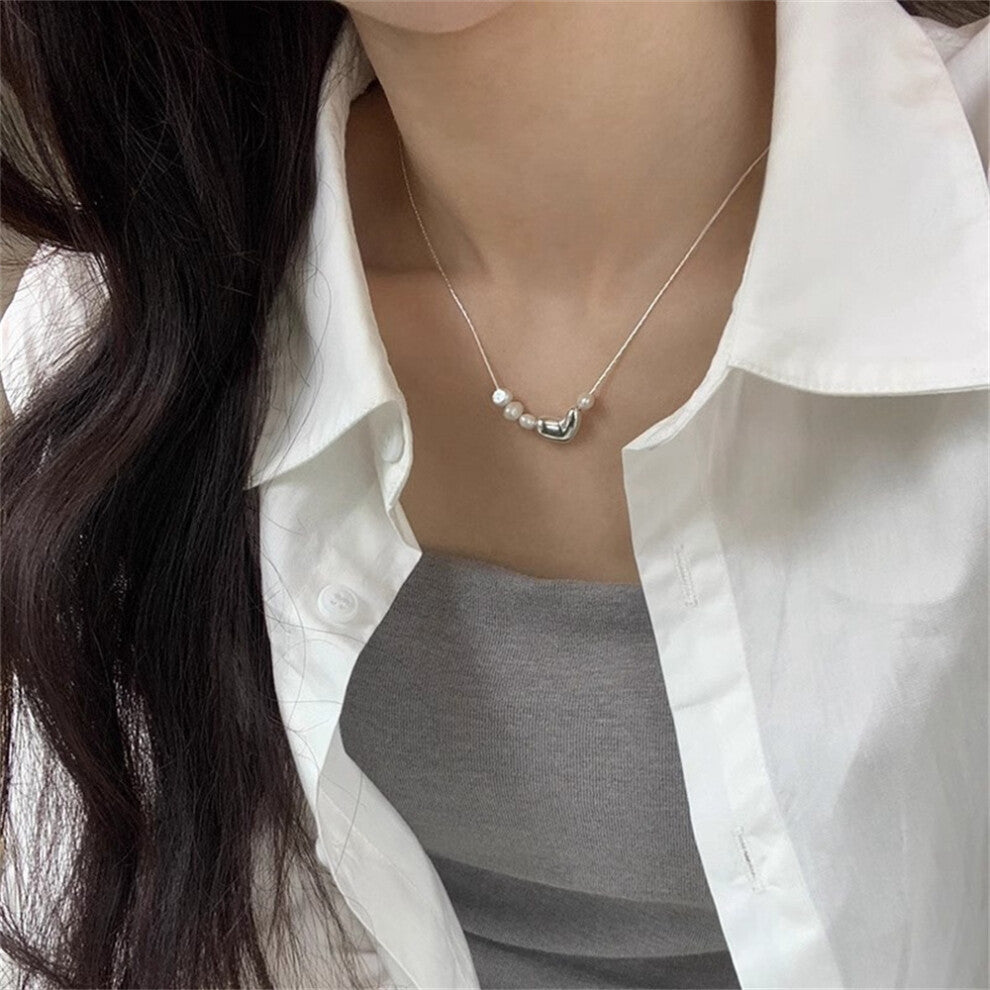 (XL0319) Pearl necklace for women's spring and summer S925 sterling silver high-end collarbone chain, versatile pendant