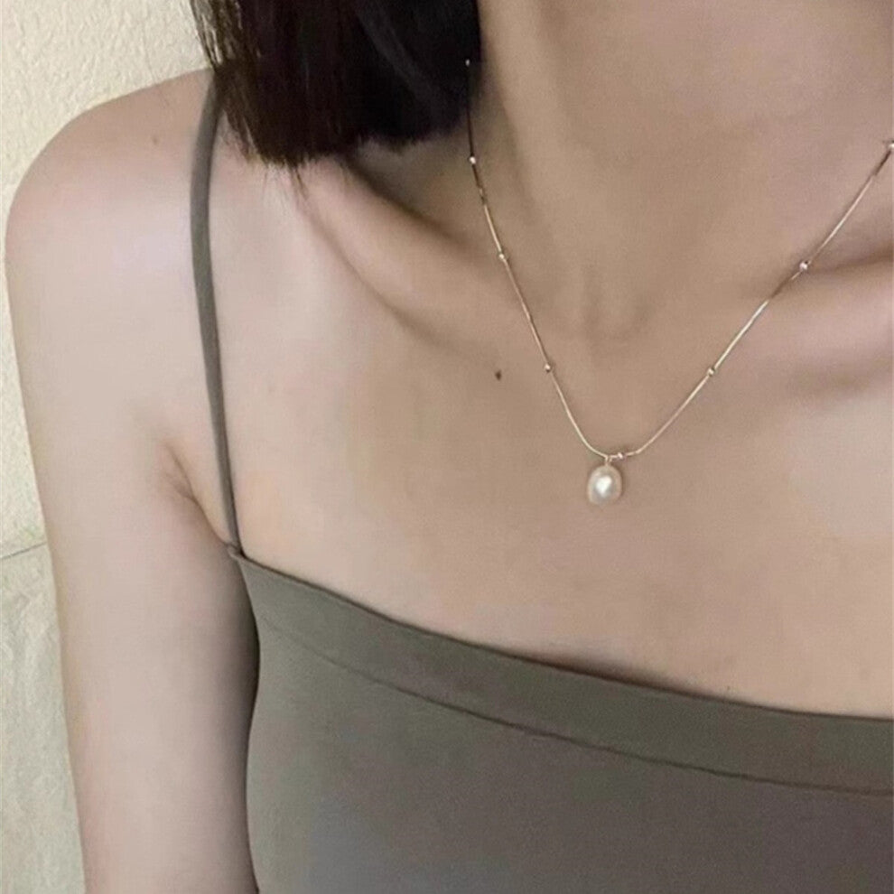 (XL0355) Pearl necklace for women's spring and summer S925 sterling silver high-end collarbone chain, versatile pendant