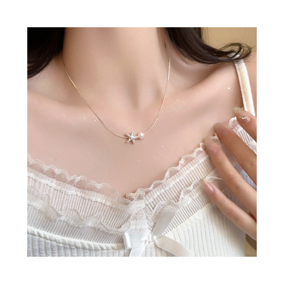 (XL0374) Pearl necklace for women's spring and summer S925 sterling silver high-end collarbone chain, versatile pendant