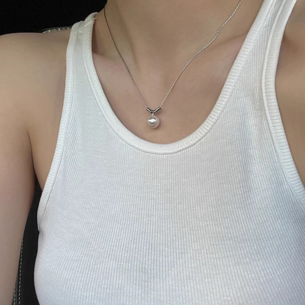 (XL0377) Pearl necklace for women's spring and summer S925 sterling silver high-end collarbone chain, versatile pendant