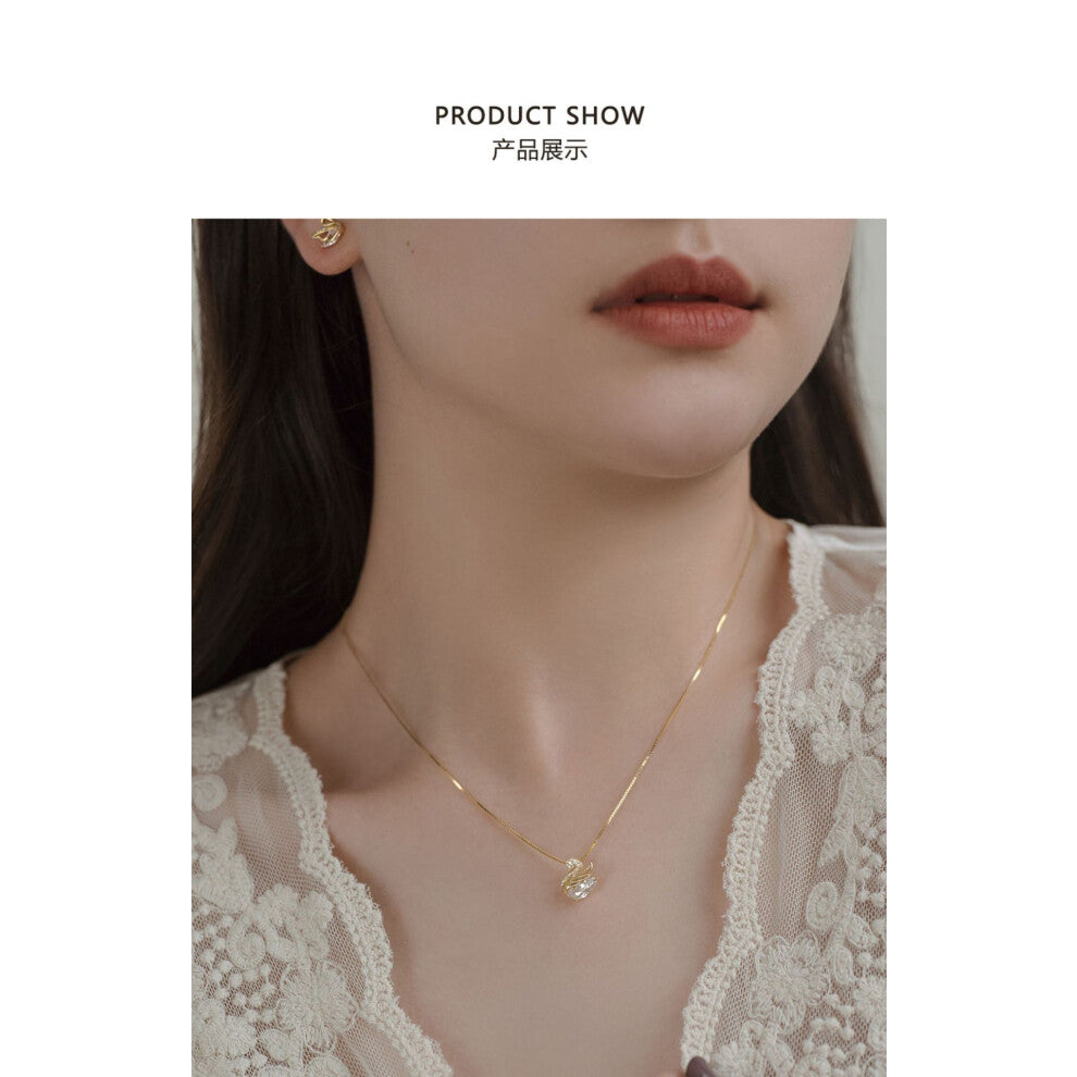 (G10108 Little Swan Necklace rose gold) Little Swan necklace, women's light luxury, niche design, versatile collarbone chain