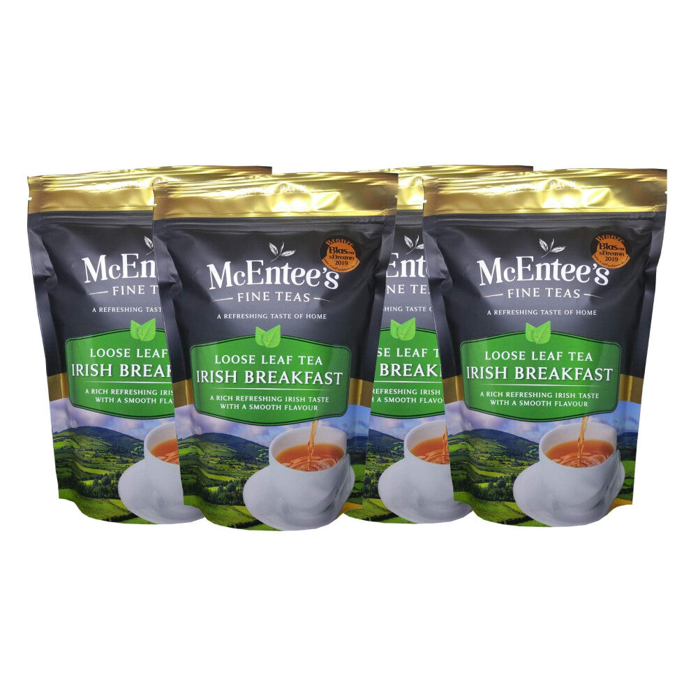 McEntee's Irish Breakfast Tea ( Pack of 4 ) - 250g X 4 Bags ? Award Winning & Blended in Ireland. Strong & CITRUSY. A Traditional Irish Blend of