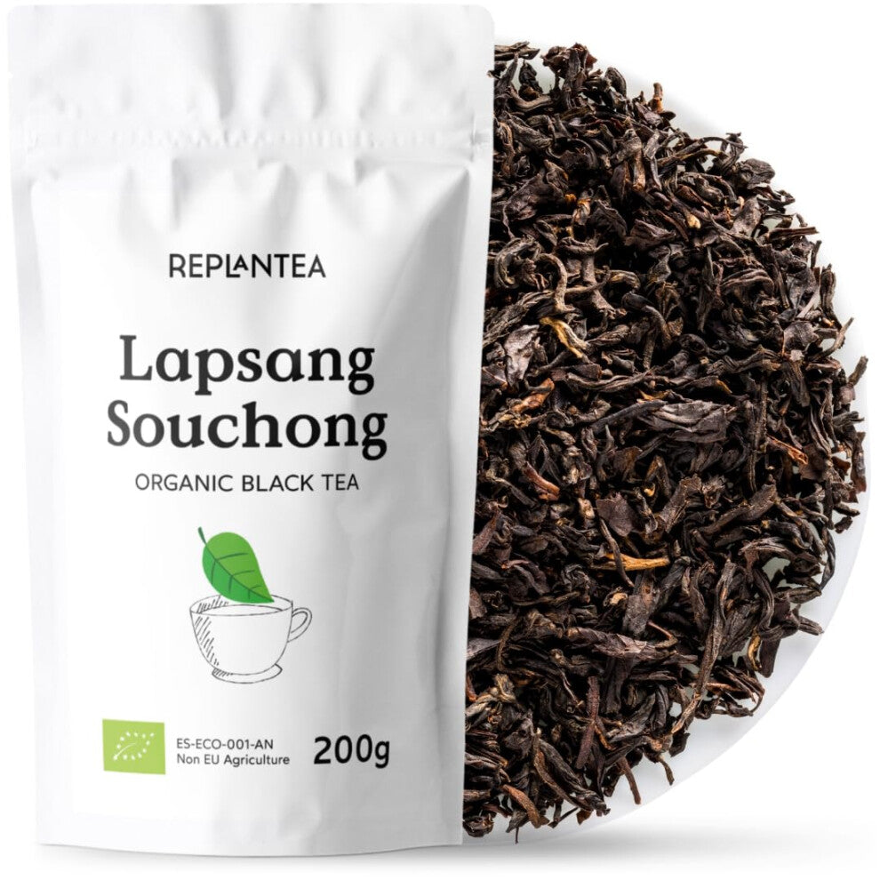 Lapsang Souchong Organic Black Tea 200g (100 Cups) | Loose Leaf Black Tea from China Smoked over Pine Embers REPLANTEA