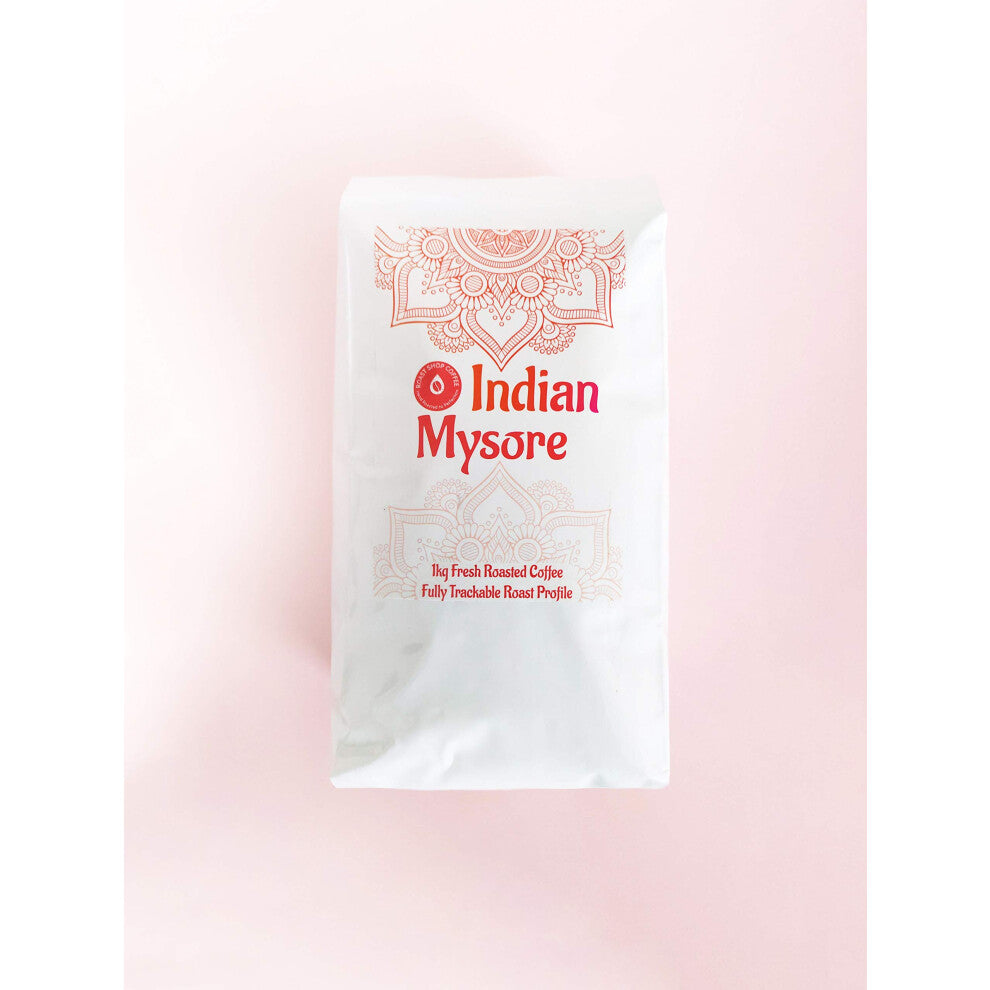 Roast Shop Coffee, 1kg Freshly Roasted Indian Mysore Arabica Beans, Bursting With Flavour, Delicious Aroma, Easy to Extract and Brew, Single Origin