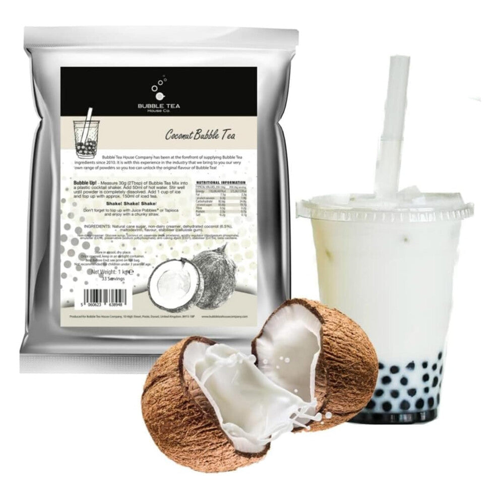 Bubble Tea House Company Coconut Bubble Tea Powder (1kg - 33 Servings) - Make at Home Bubble Tea with Bubble Tea House Co.