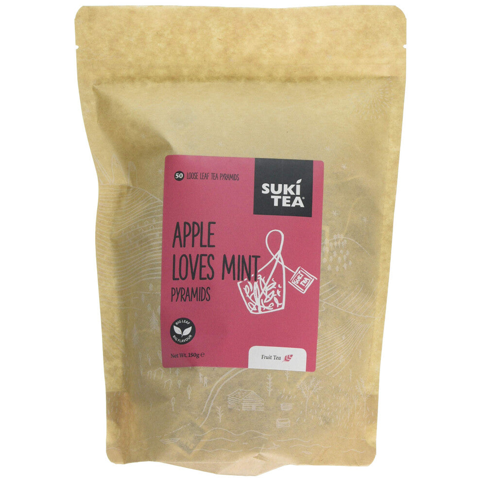Suki Tea Apple Loves Mint Tea - Pack Of 50 Pyramid Tea Bags - Apple, Papaya, Mint, Rose Bud