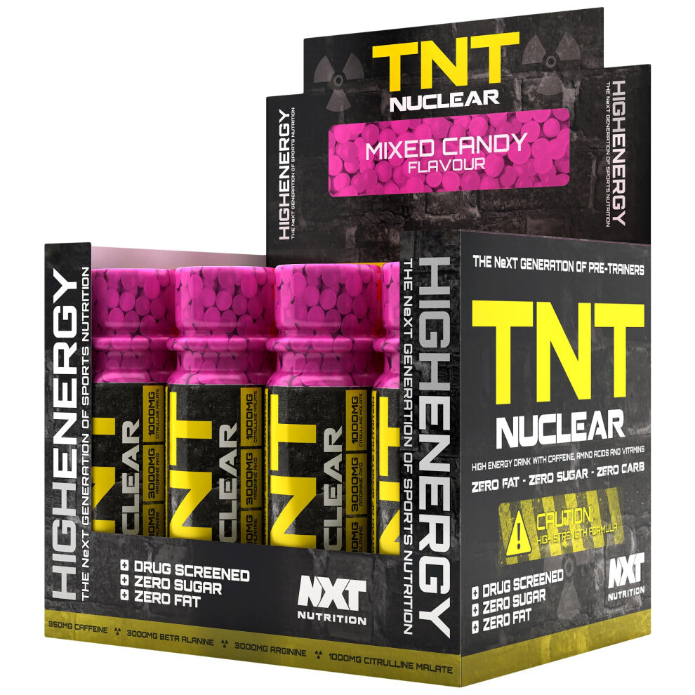 NXT Nutrition TNT Nuclear Shots - Pre Workout Energy Drink 12 x 60ml | Mixed Candy