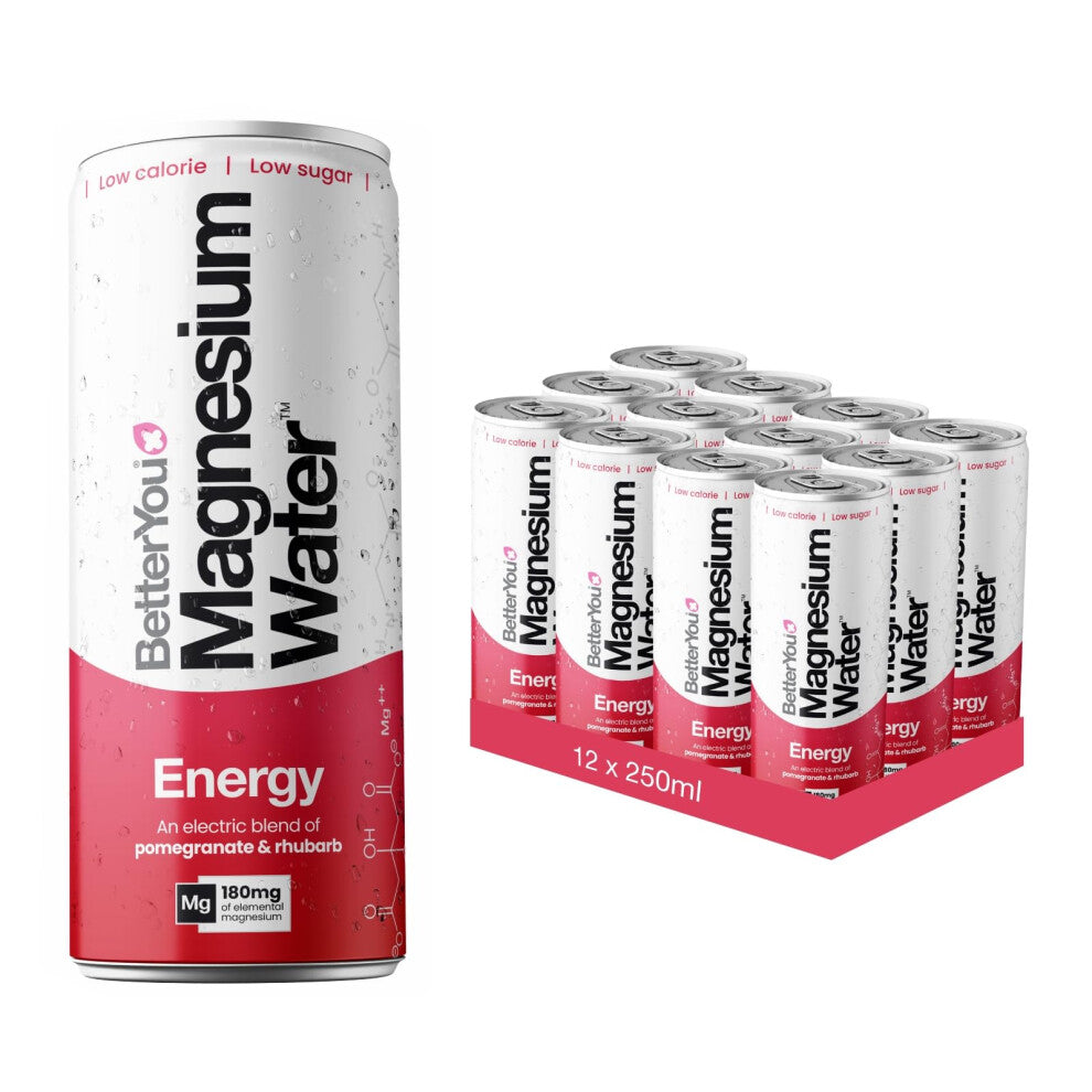 BetterYou Magnesium Mineral Water, Energy, Natural Sustained Energy Boost, Magnesium Glycinate, Vital B Vitamins & Nitrates, Infused with Pomegranate
