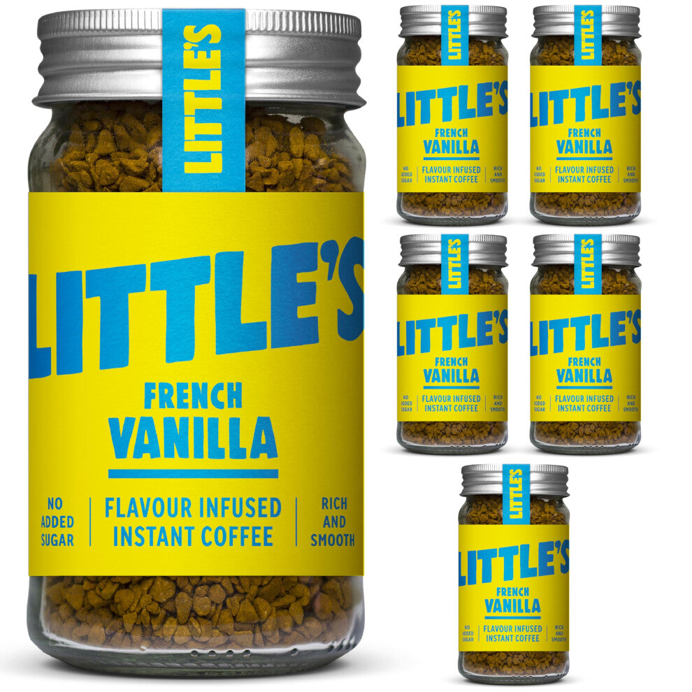 Little's French Vanilla Flavoured Instant Coffee, 6 Pack (50g x 6) - Rich & Smooth Coffee, Infused With Vanilla Flavour - Vegan Friendly, Low