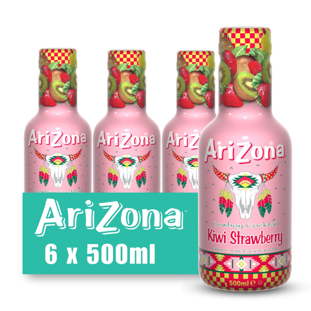 Arizona Kiwi Strawberry Fruit Juice, Pack of 6 x 500ml PET Bottles, Delicious Fruity Drink, No Artificial Flavours or Preservatives