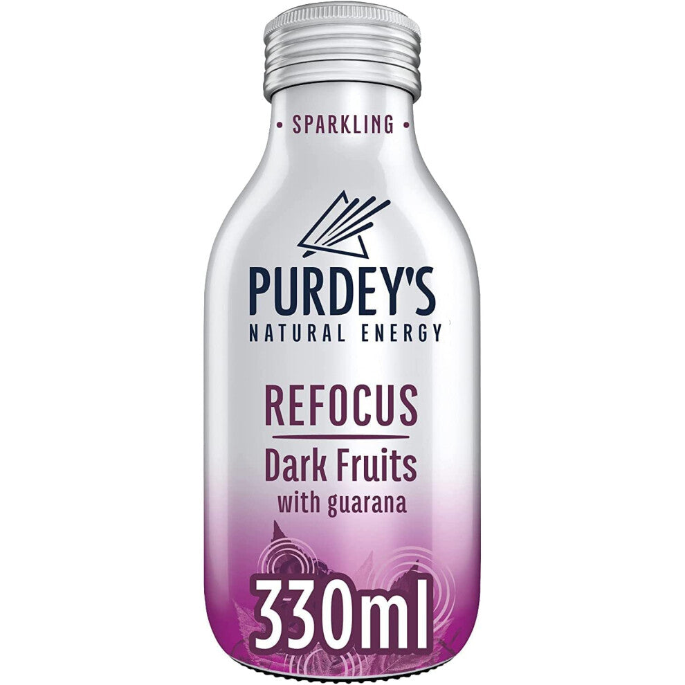 Purdey's Refocus Multivitamin Energy Drink - Dark Fruits with Guarana - 12 x 330ml Bottles