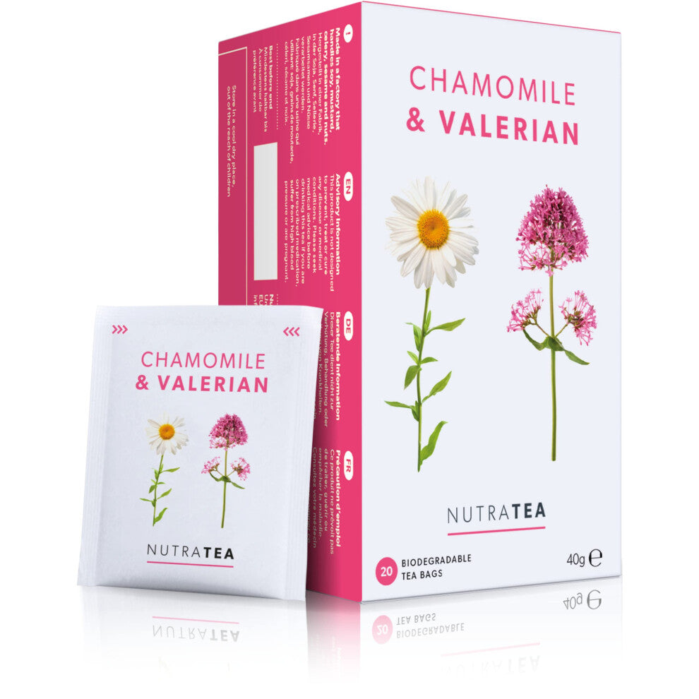 NutraTea - Chamomile & Valerian Root Bedtime Tea | Sleep & Night Time Herbal Blend - 40 Tea Bags