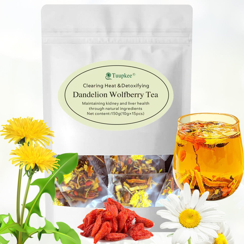 Dandelion Wolfberry Tea for Liver Health, Kidney Health Goji Berry Chrysanthemum Tea, Seven Natural Herbal Ingredients, Organic Dandelion