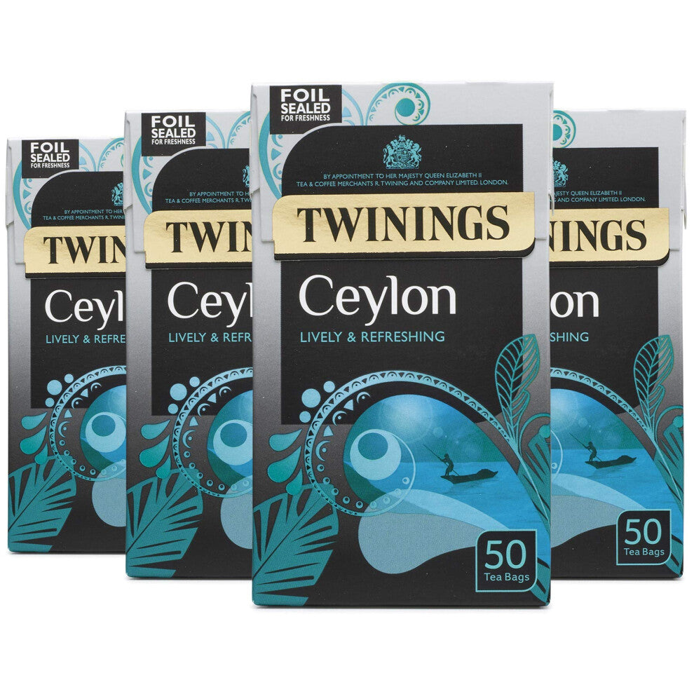 Twinings Ceylon Tea 200 Tea Bags (Multipack of 4 x 50 Bags)