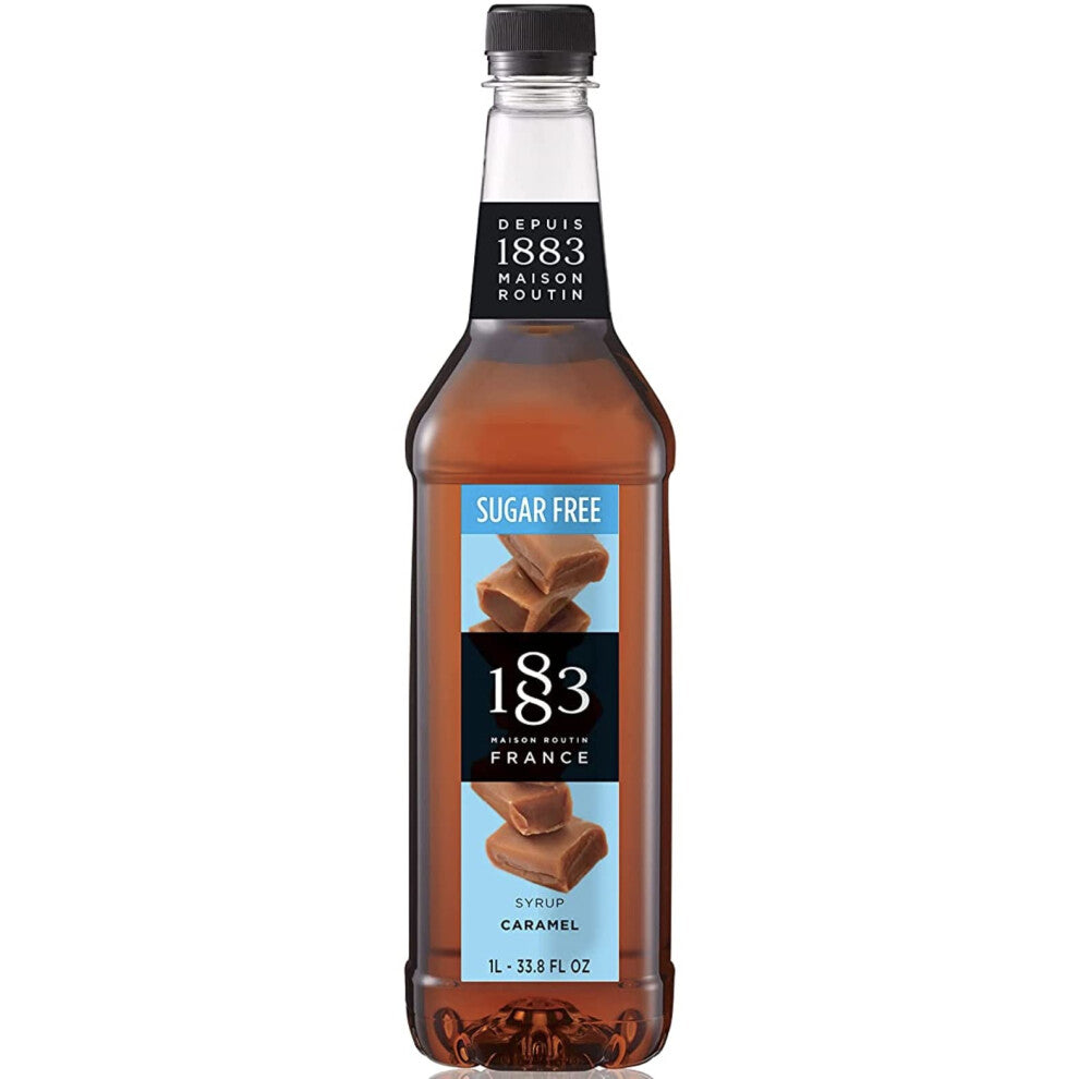 1883 Maison Routin Premium Sugar Free Caramel Syrup for Coffee, Hot Chocolate & Milkshakes PET 1L