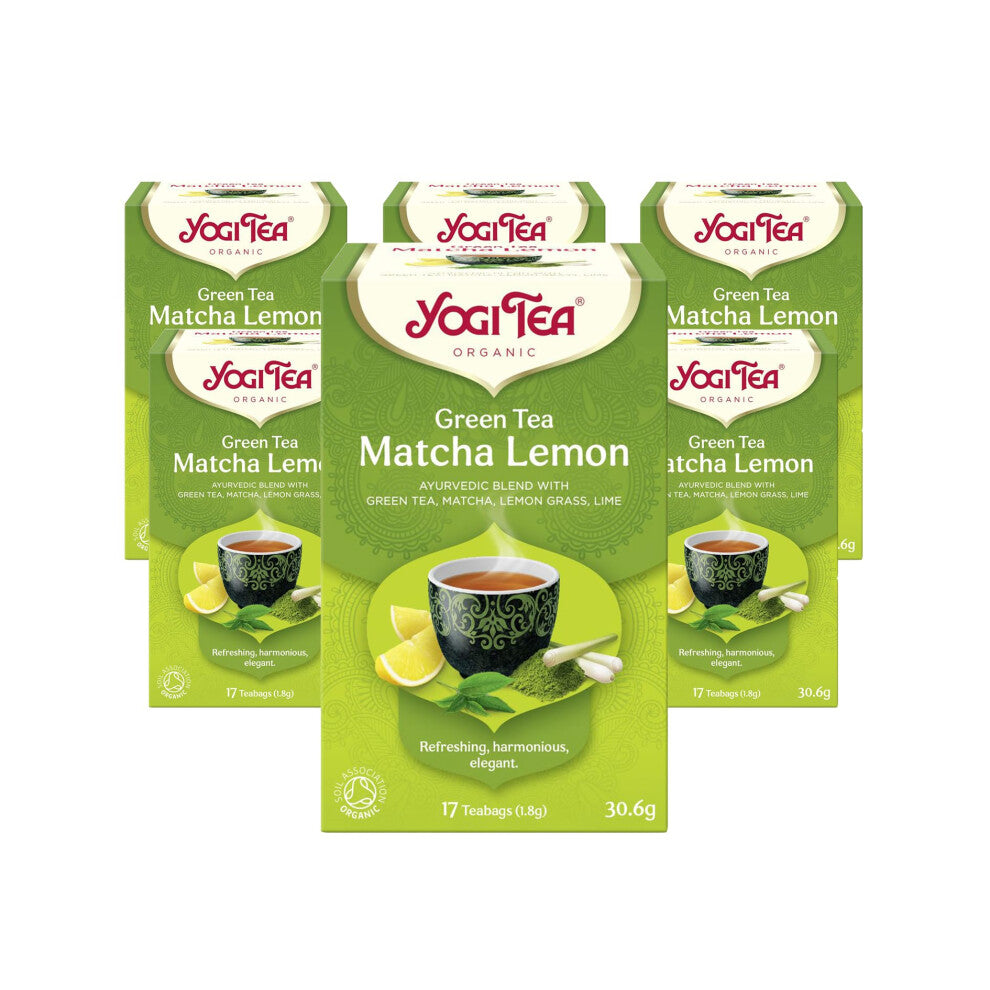 Yogi Tea, Matcha Lemon, Organic Green Herbal Tea, Blend of Green Tea, Matcha, Lemongrass and Lime, 6 Packs x 17 Tea Bags (102 Teabags Total)