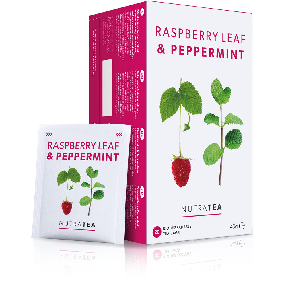 Nutra Tea - Raspberry Leaf & Peppermint Tea - Raspberry Leaf Tea For Pregnancy & Expectant Mothers - 60 Tea Bags - Herbal Tea - (3 Pack)