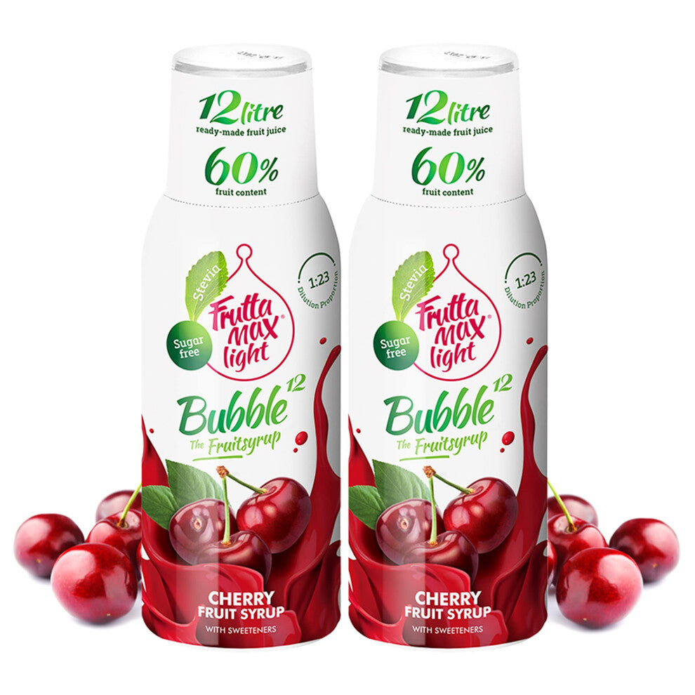 2 Pack - FruttaMax Sugar-Free Sour Cherry Syrup ? 60% Real Fruit | Low-Calorie Drink Syrup for Soda Makers, Cocktails & Desserts ? 2x500ml