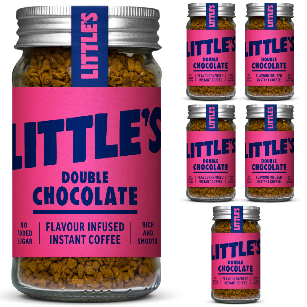 Little's Double Chocolate Flavoured Instant Coffee, 6 Pack (50g x 6) - Rich & Smooth Coffee, Infused With Chocolate Flavour - Vegan Friendly, Low