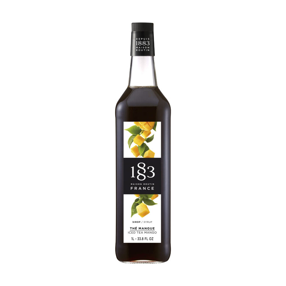 1883 Maison Routin Premium Mango Iced Tea Syrup for Iced Tea, Cocktails, Mocktails, Bubble Tea Glass 1L