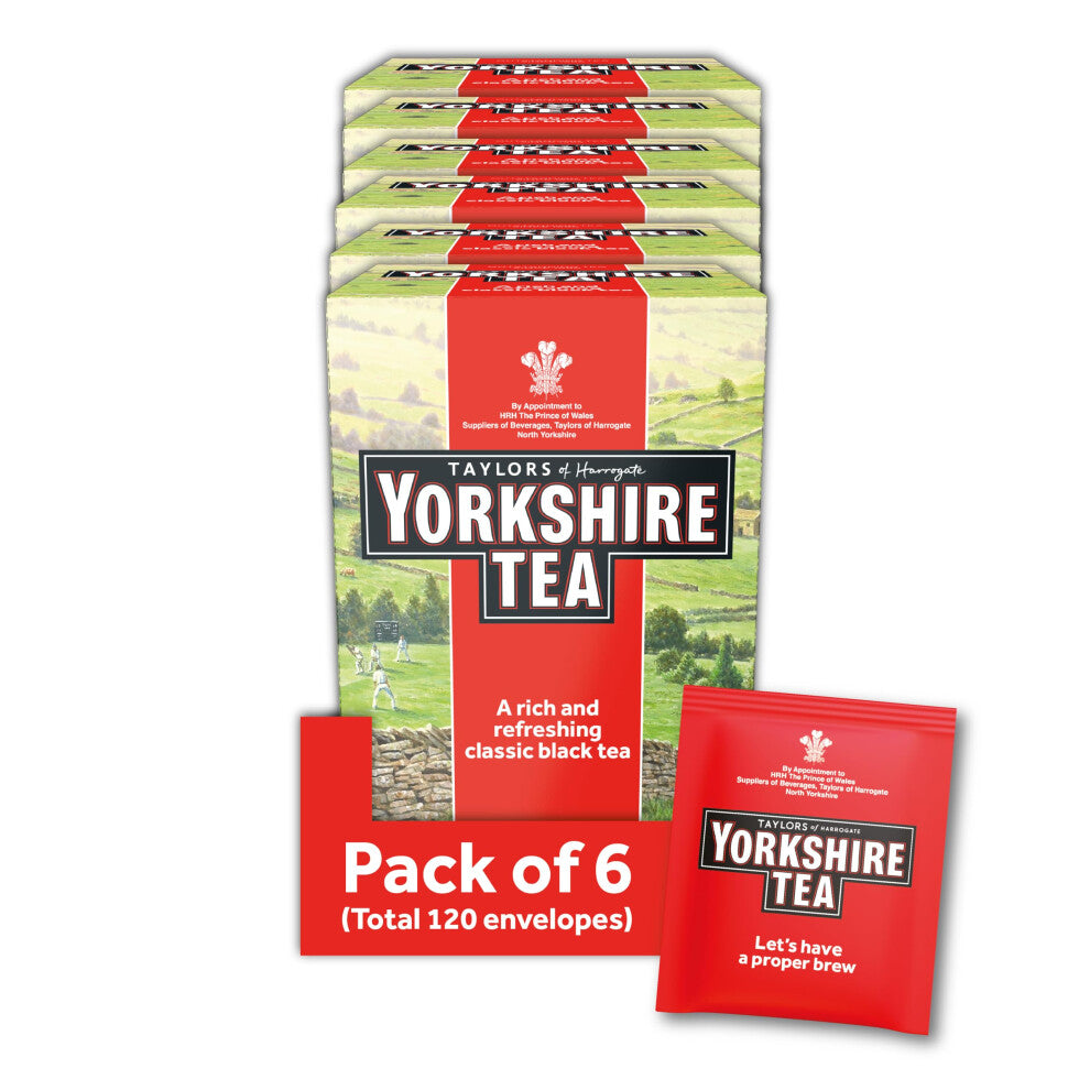 Yorkshire Tea, Individually Wrapped & Tagged Tea Bags, 6 Boxes of 20 Tea Bags (Total 120 Bags)
