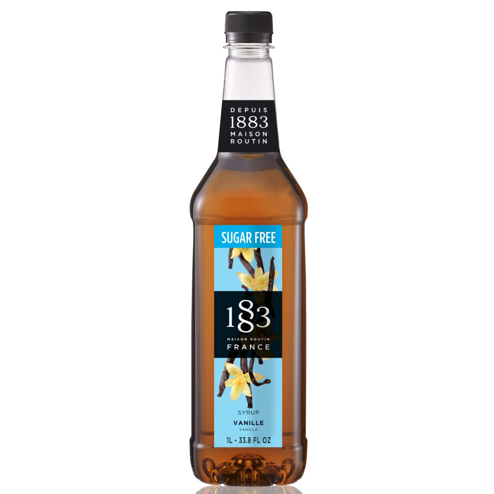 1883 Maison Routin Premium Sugar Free Vanilla Syrup for Coffee, Hot Chocolate & Cocktails PET 1L