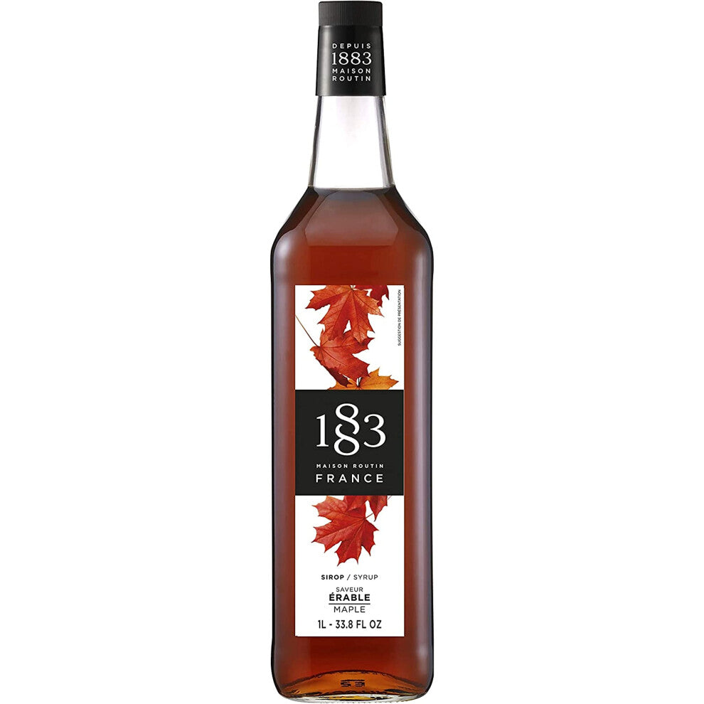 1883 Maison Routin Premium Maple Flavoured Syrup for Iced Tea, Coffee, Cocktails, Mocktails, Milkshakes, Desserts Glass 1L