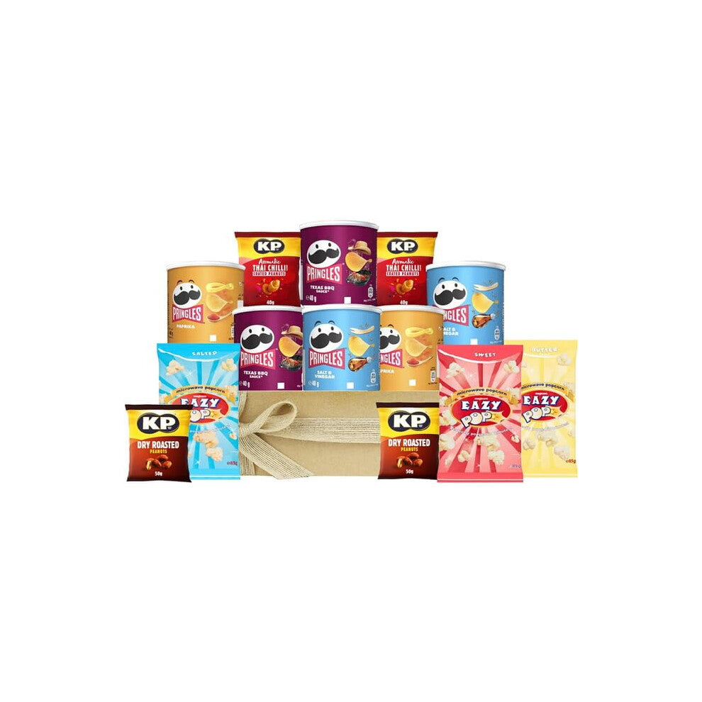 Savoury Treats Hamper Gift Box with Crisps Popcorn Peanuts for Valentine's Day Movie Date Night Birthday Party - Movie Night Snacks