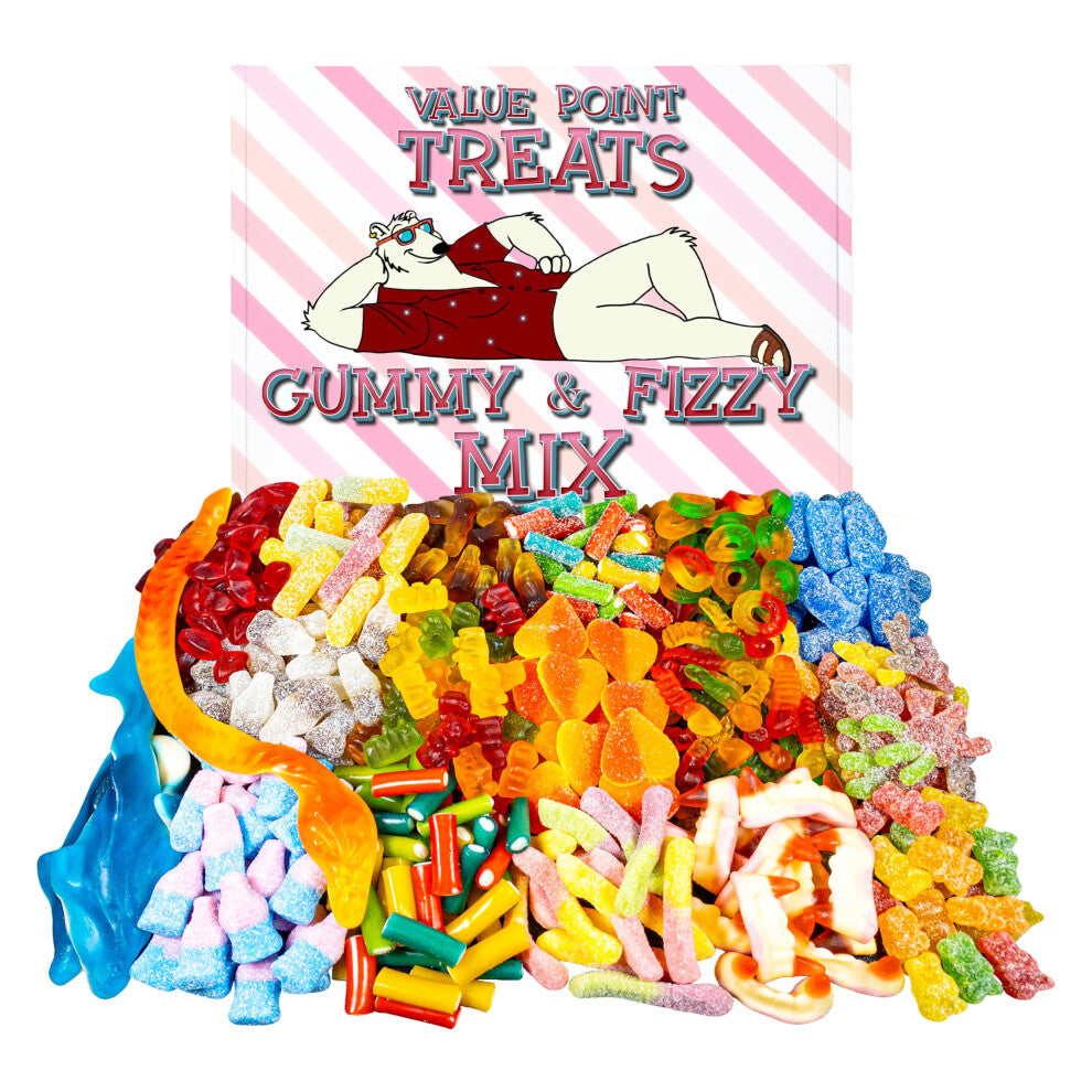 TREATS Retro Sweets Premium Gift Box: 1kg Pick and Mix Sweets, Mixed Sweets Hamper, Jelly Candy for Birthday, Valentine, Sour & Sweet Gummy Mix