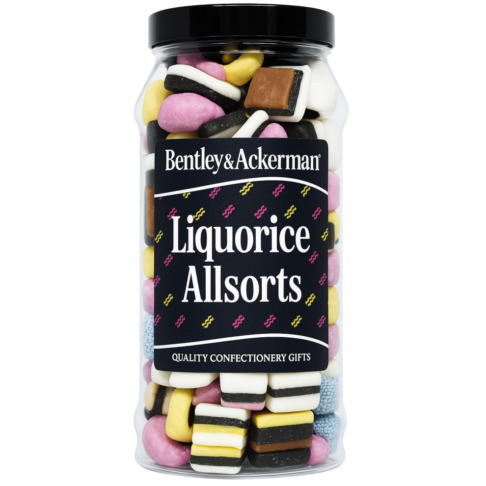Liquorice Allsorts Sweets - (600g) Original Retro Liquorice Allsorts Sweets Gift Jar By Bentley & Ackerman's Sweet Shop.