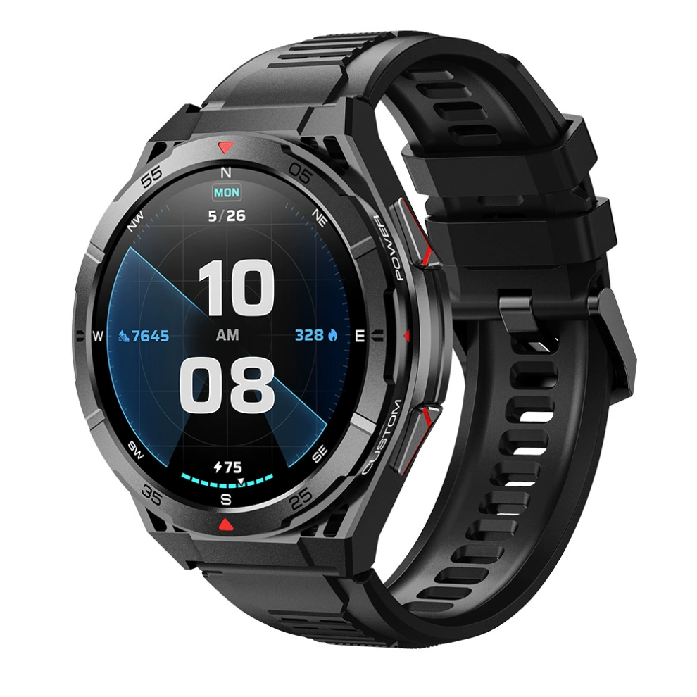 Men's Military Smartwatch, 1.43" AMOLED,GPS, 5ATM, Android iOS (Black)