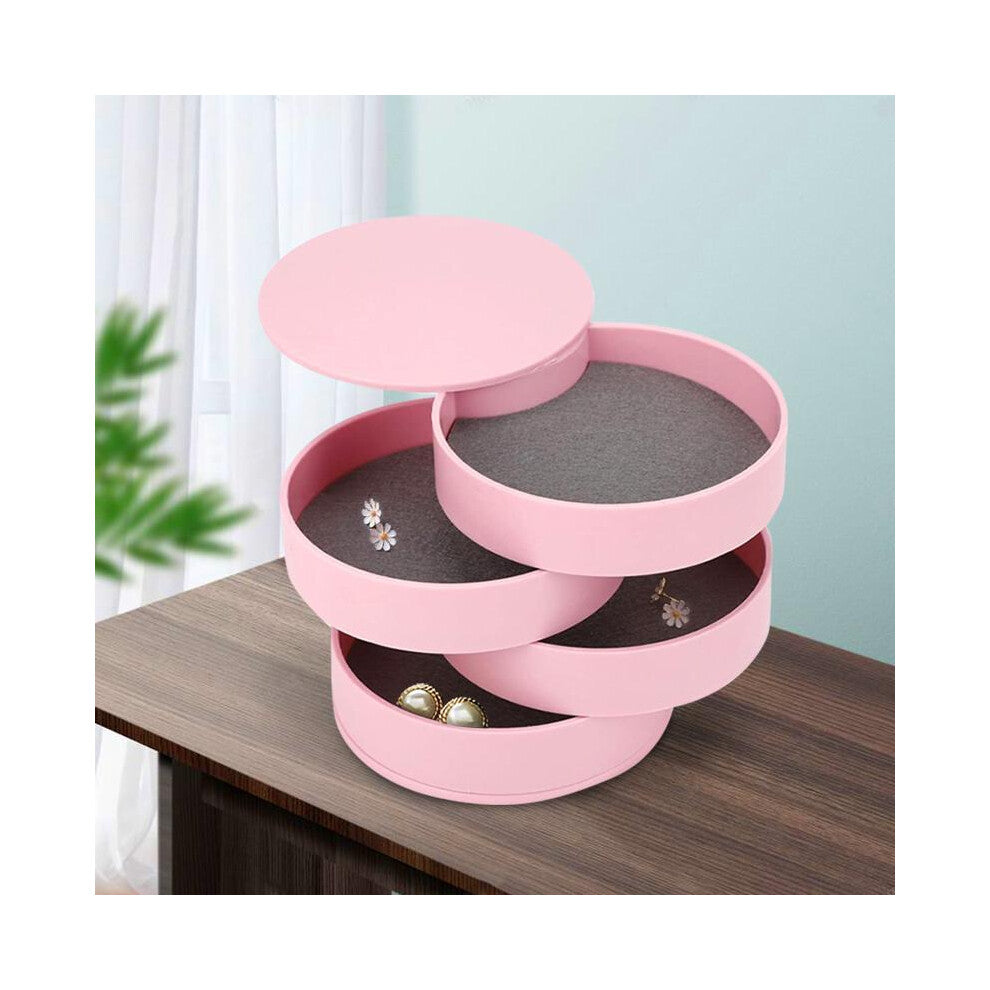 (Baby Pink, one-size) Multi-layer Desktop Rotating Jewelry Storage Box,Rotatable Accessories Makeup Organizer with Lid,Room Organizer,Dressers Counter