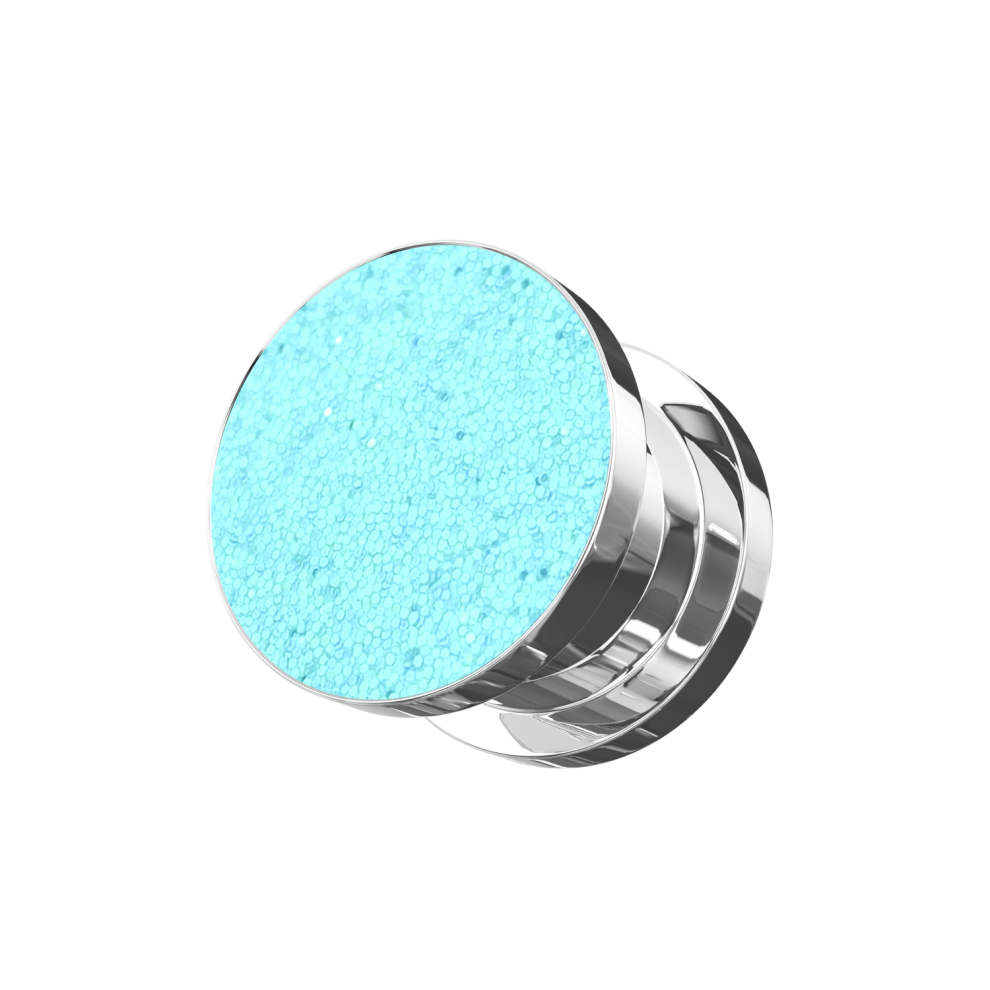 (Aqua, 3mm) Glittering Coloured Screw Fit Flesh Tunnel