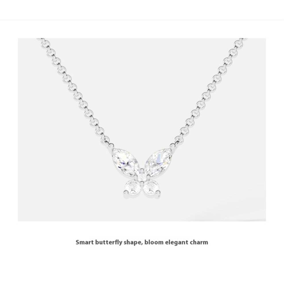 (Butterfly necklace) APM Monaco butterfly necklace, women's silver white simple temperament, collarbone chain design sense, birthday gift
