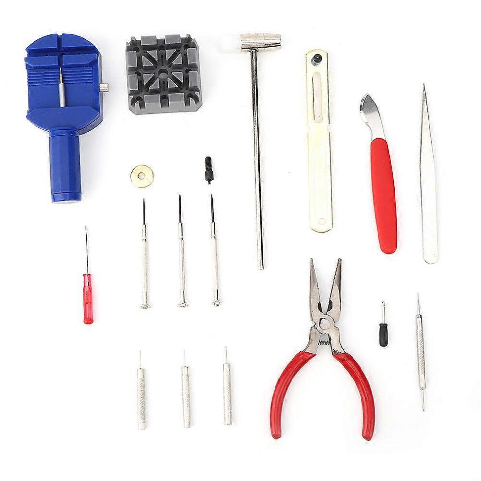 (As show, One size) 16PCs Set Watch Repair Kit Hardware Accessory Hand Tool Alloy Steel ABS Portable Case