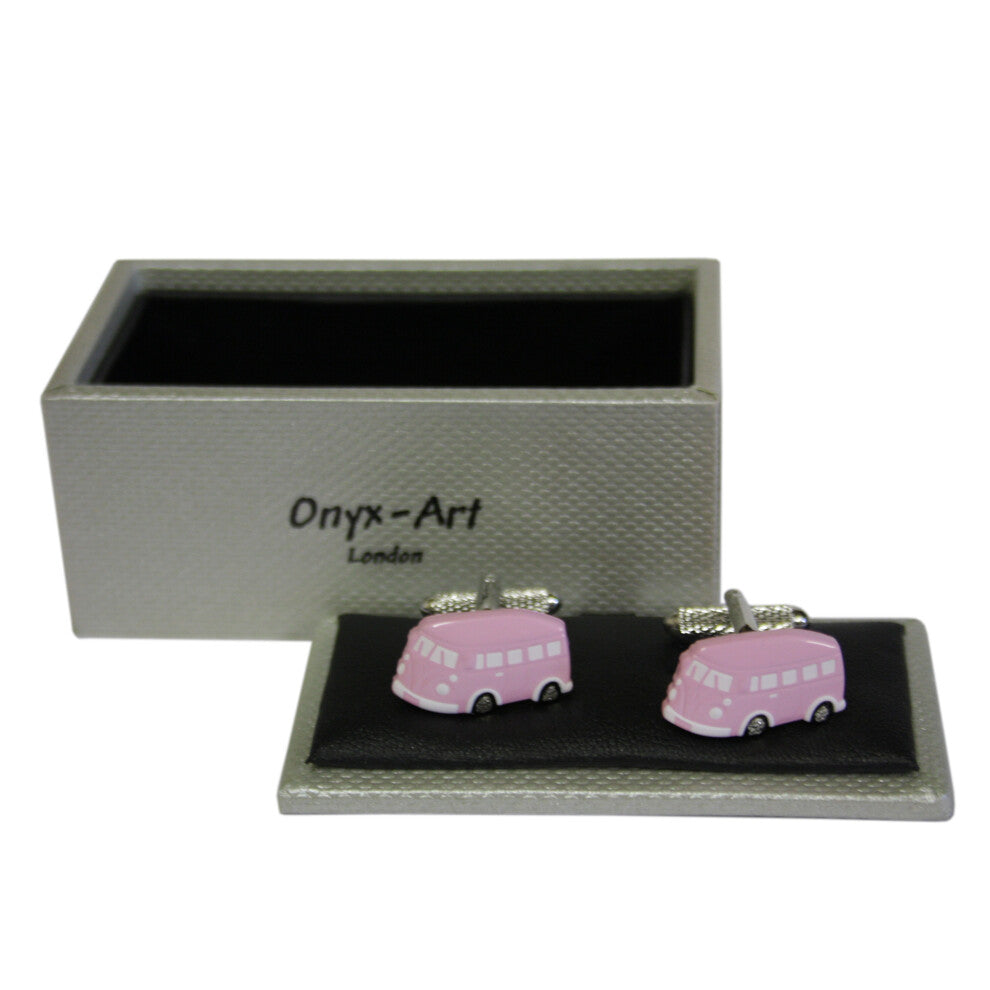 Pink Campervan Motorhome Cufflinks